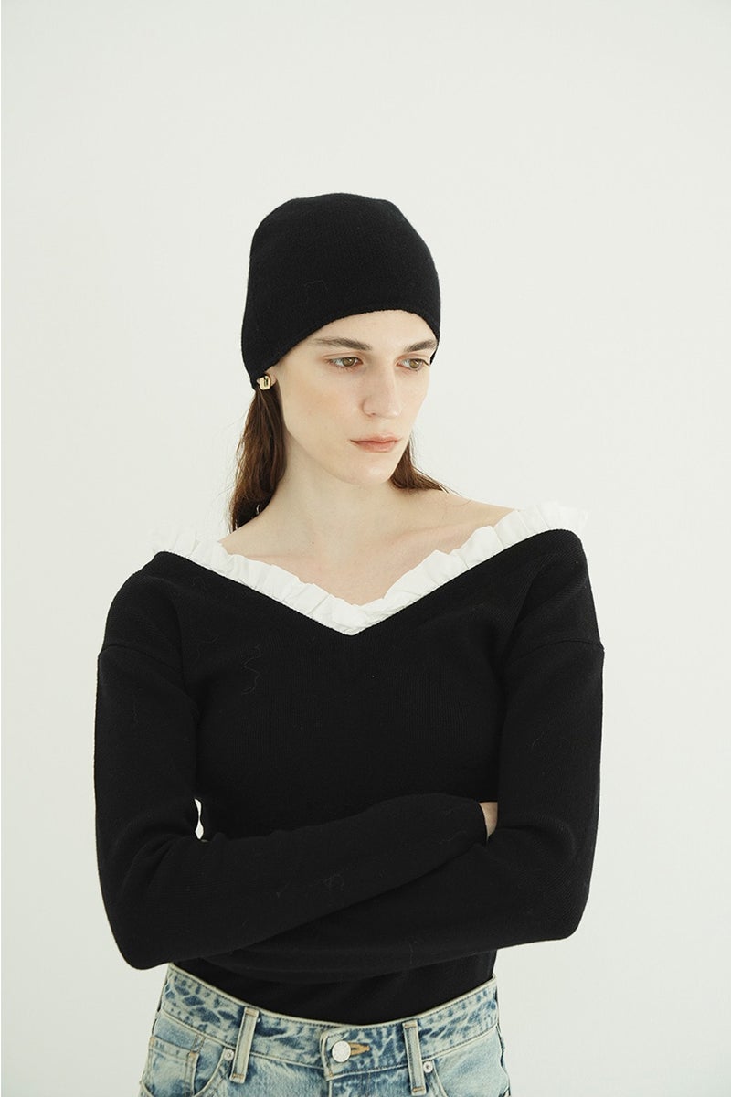 CLANE(クラネ) 2WAY FRILL V NECK KNIT TOPS 2ウェイフリルVネックニットトップス 11106-2113