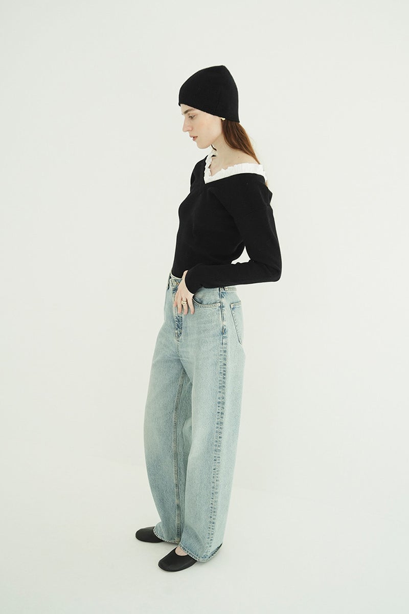 CLANE(クラネ) 2WAY FRILL V NECK KNIT TOPS 2ウェイフリルVネックニットトップス 11106-2113