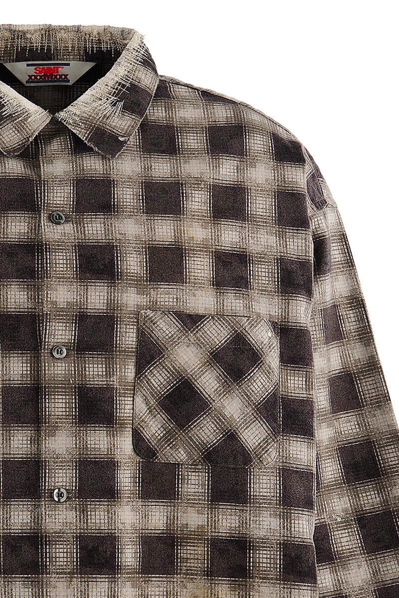 SAINT Mxxxxxx(セントマイケル) SM-MK1-0000-026_PRINT CHECK SHIRT_BLACK+GRAY プリントチェックシャツ