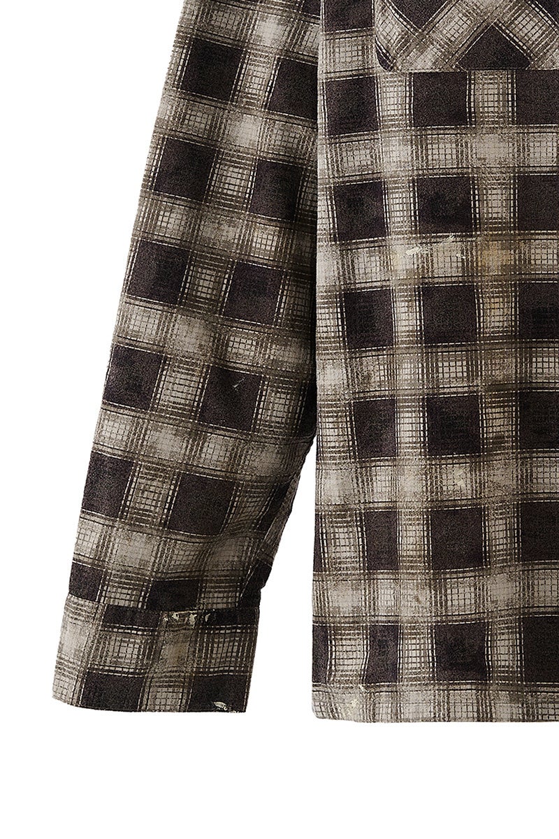 SAINT Mxxxxxx(セントマイケル) SM-MK1-0000-026_PRINT CHECK SHIRT_BLACK+GRAY プリントチェックシャツ
