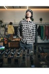 SAINT Mxxxxxx(セントマイケル) SM-MK1-0000-026_PRINT CHECK SHIRT_BLACK+GRAY プリントチェックシャツ