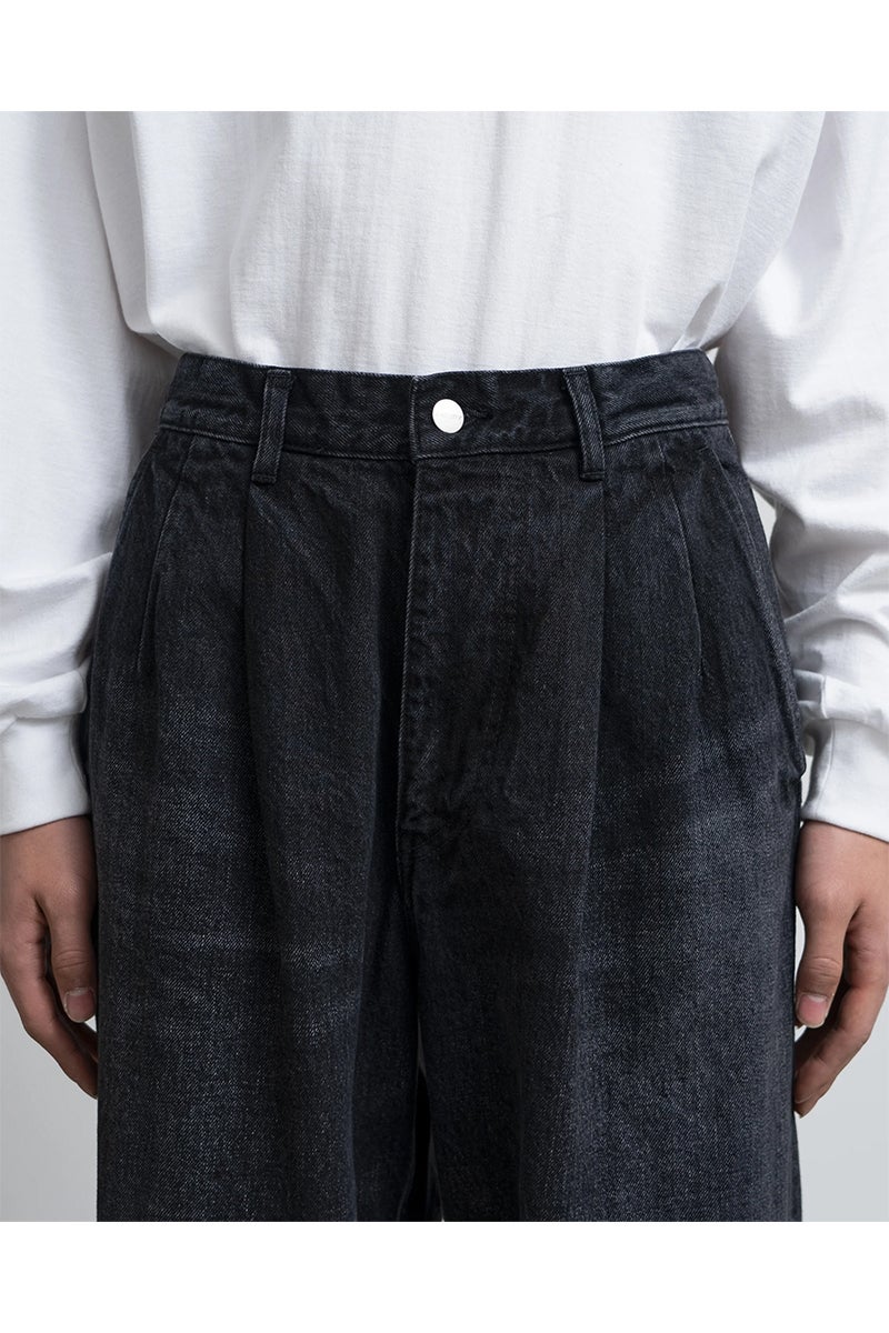 Graphpaper(グラフペーパー) Selvage Denim Two Tuck Pants -DARK FADE- セルヴィッチデニム ツータックパンツ ダークフェード GU263-40061DB