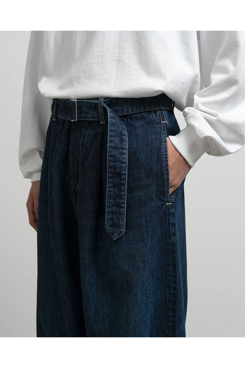 Graphpaper(グラフペーパー) Selvage Denim Belted Pants -DARK FADE- セルヴィッチデニム ベルトパンツ ダークフェード GU263-40061DB