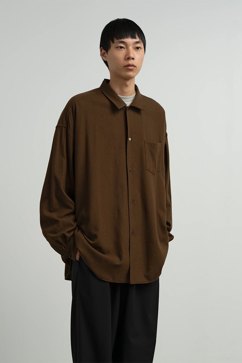 Graphpaper(グラフペーパー) Extra Fine Wool Lawn L/S Sleeping Shirt エクストラファインウールローン長袖スリーピングシャツ GM263-50331