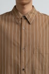 Graphpaper(グラフペーパー) SIDOGRAS Brown Stripe L/S Oversized Regular Collar Shirt シドグラスブラウンストライプ長袖オーバーサイズレギュラーカラーシャツ GM263-50345