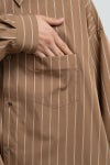 Graphpaper(グラフペーパー) SIDOGRAS Brown Stripe L/S Oversized Regular Collar Shirt シドグラスブラウンストライプ長袖オーバーサイズレギュラーカラーシャツ GM263-50345