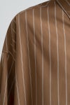 Graphpaper(グラフペーパー) SIDOGRAS Brown Stripe L/S Oversized Regular Collar Shirt シドグラスブラウンストライプ長袖オーバーサイズレギュラーカラーシャツ GM263-50345
