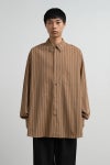 Graphpaper(グラフペーパー) SIDOGRAS Brown Stripe L/S Oversized Regular Collar Shirt シドグラスブラウンストライプ長袖オーバーサイズレギュラーカラーシャツ GM263-50345