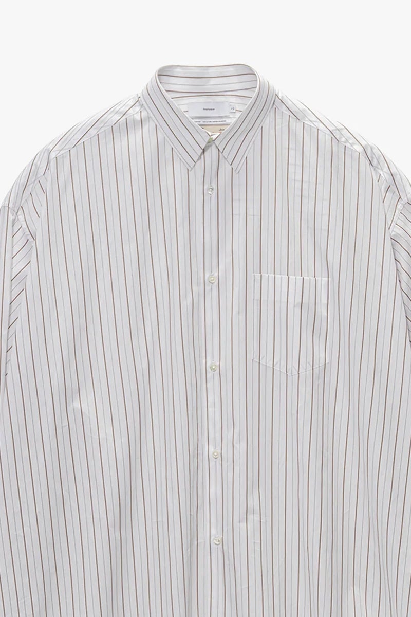 Graphpaper(グラフペーパー) SIDOGRAS Brown Stripe L/S Oversized Regular Collar Shirt シドグラスブラウンストライプ長袖オーバーサイズレギュラーカラーシャツ GM263-50345
