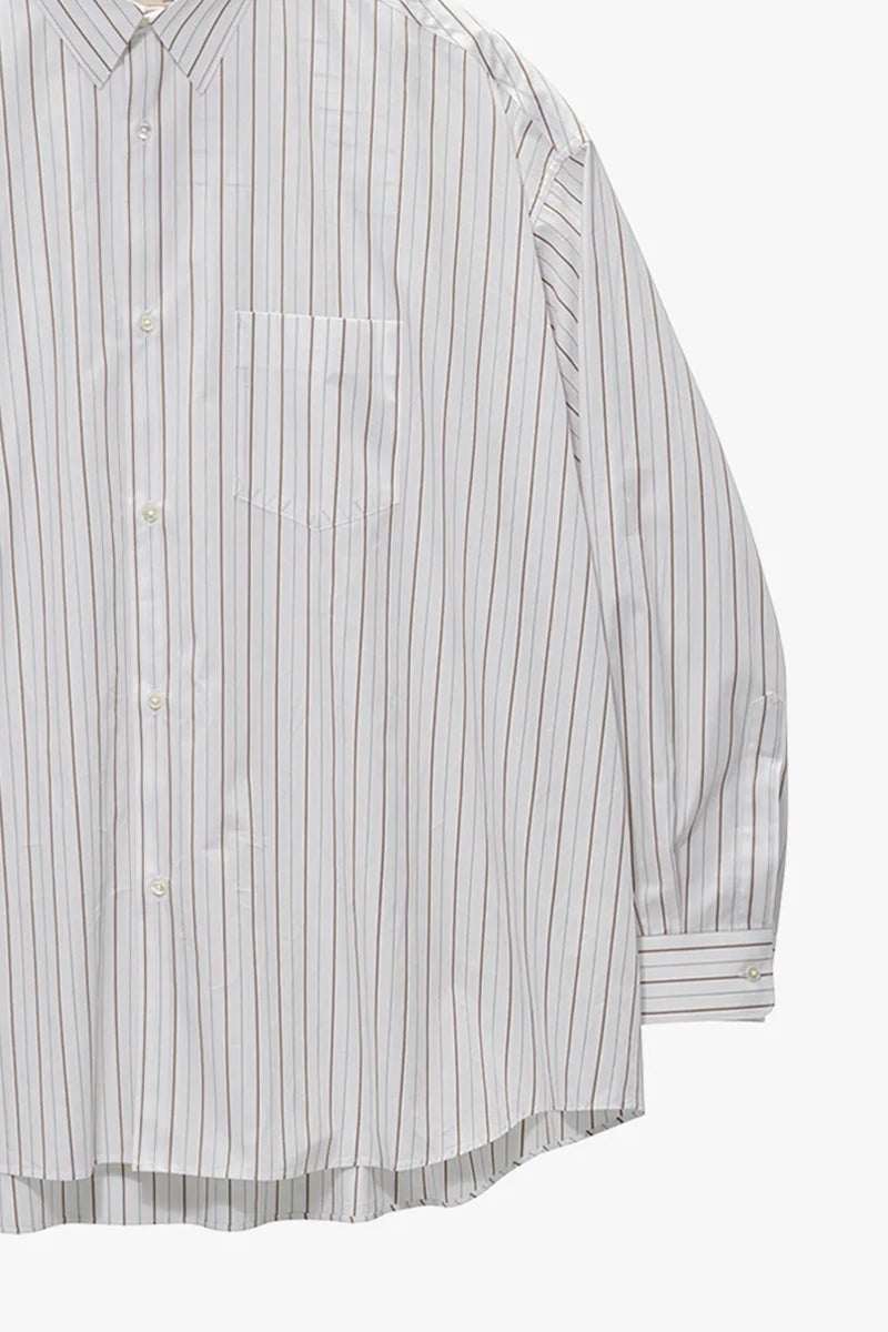 Graphpaper(グラフペーパー) SIDOGRAS Brown Stripe L/S Oversized Regular Collar Shirt シドグラスブラウンストライプ長袖オーバーサイズレギュラーカラーシャツ GM263-50345