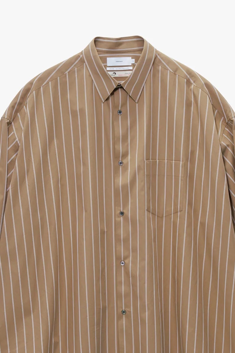 Graphpaper(グラフペーパー) SIDOGRAS Brown Stripe L/S Oversized Regular Collar Shirt シドグラスブラウンストライプ長袖オーバーサイズレギュラーカラーシャツ GM263-50345