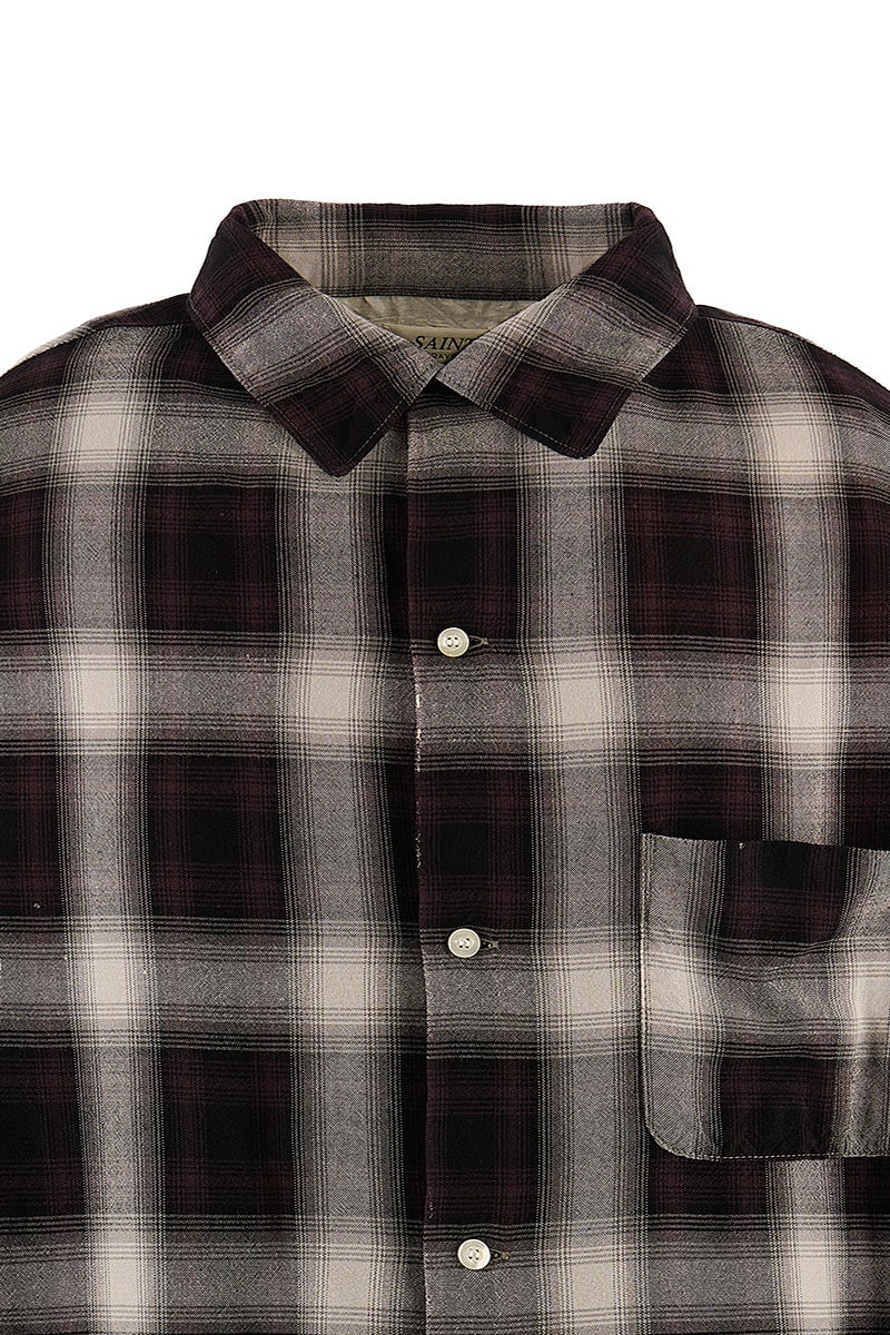 SAINT Mxxxxxx(セントマイケル) SM-MK1-0000-027_RAYON SHIRT_CHECK_BLACK+GRAY レーヨンチェックシャツ