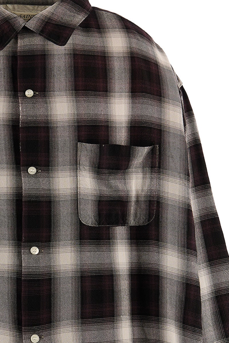 SAINT Mxxxxxx(セントマイケル) SM-MK1-0000-027_RAYON SHIRT_CHECK_BLACK+GRAY レーヨンチェックシャツ