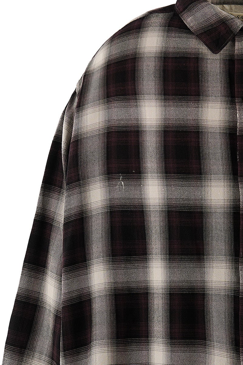 SAINT Mxxxxxx(セントマイケル) SM-MK1-0000-027_RAYON SHIRT_CHECK_BLACK+GRAY レーヨンチェックシャツ