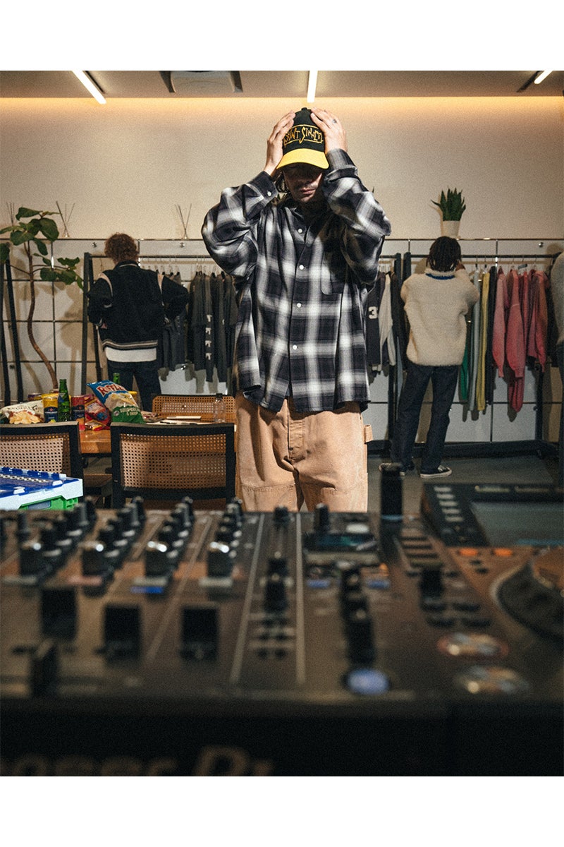 SAINT Mxxxxxx(セントマイケル) SM-MK1-0000-027_RAYON SHIRT_CHECK_BLACK+GRAY レーヨンチェックシャツ