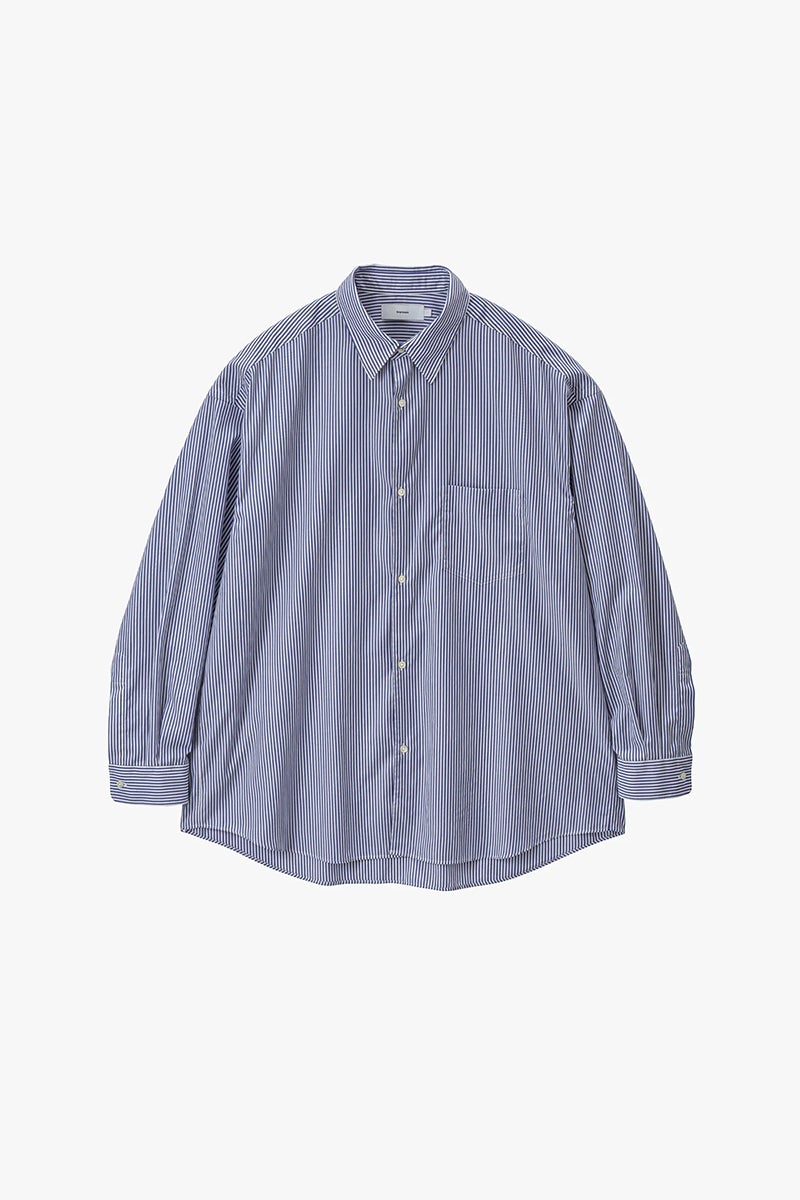 Graphpaper(グラフペーパー) Broad Stripe L/S Oversized Regular Collar Shirt ブロードストライプ長袖オーバーサイズレギュラーカラーシャツ GM264-50022STB