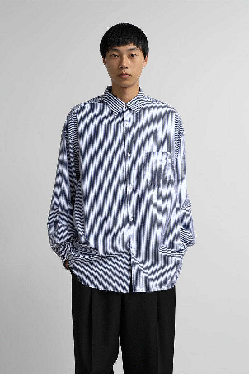 Graphpaper(グラフペーパー) Broad Stripe L/S Oversized Regular Collar Shirt ブロードストライプ長袖オーバーサイズレギュラーカラーシャツ GM264-50022STB