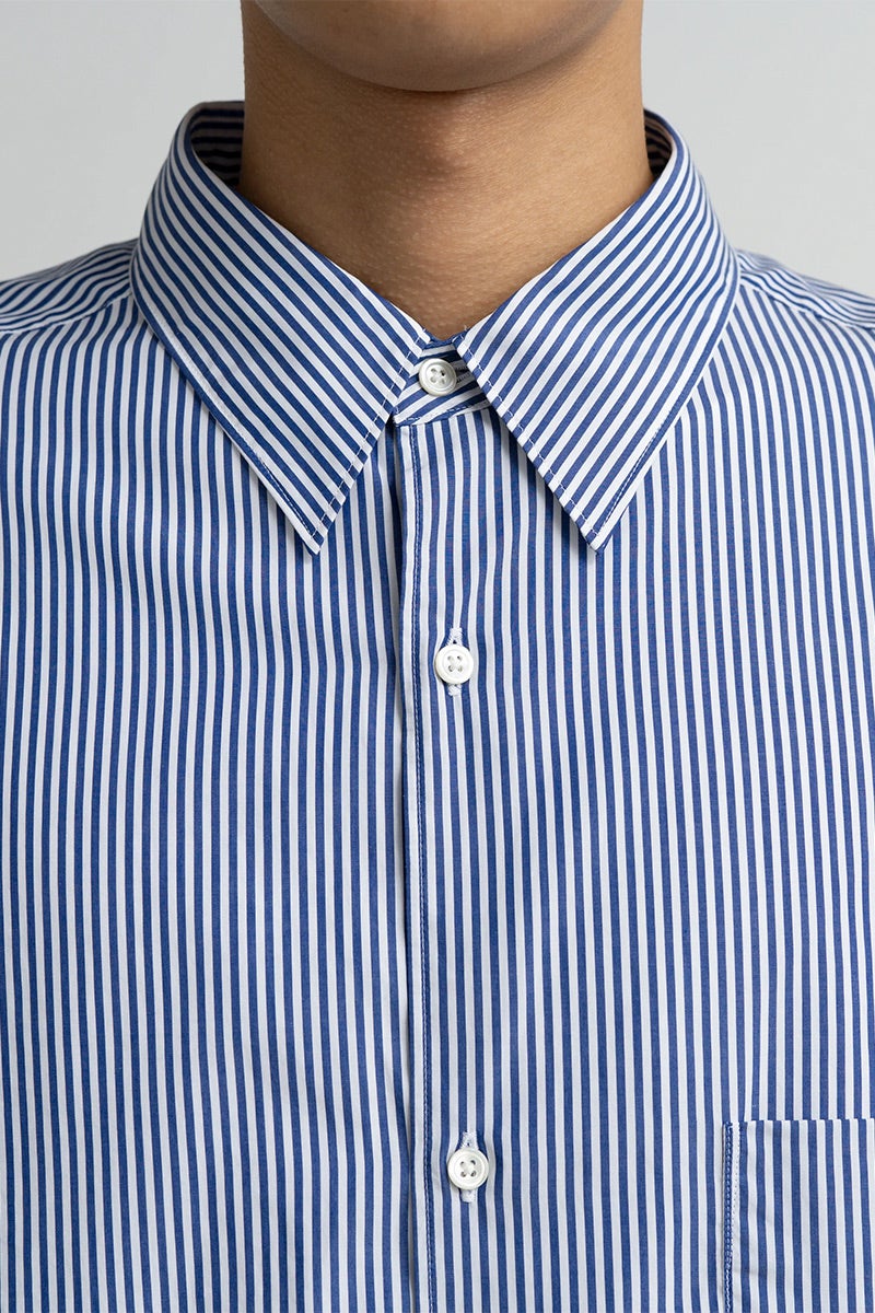Graphpaper(グラフペーパー) Broad Stripe L/S Oversized Regular Collar Shirt ブロードストライプ長袖オーバーサイズレギュラーカラーシャツ GM264-50022STB
