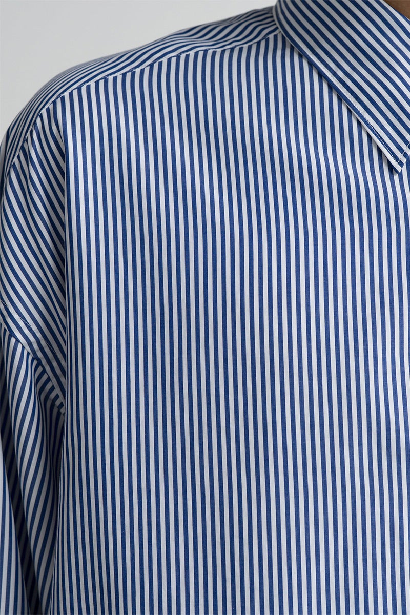 Graphpaper(グラフペーパー) Broad Stripe L/S Oversized Regular Collar Shirt ブロードストライプ長袖オーバーサイズレギュラーカラーシャツ GM264-50022STB