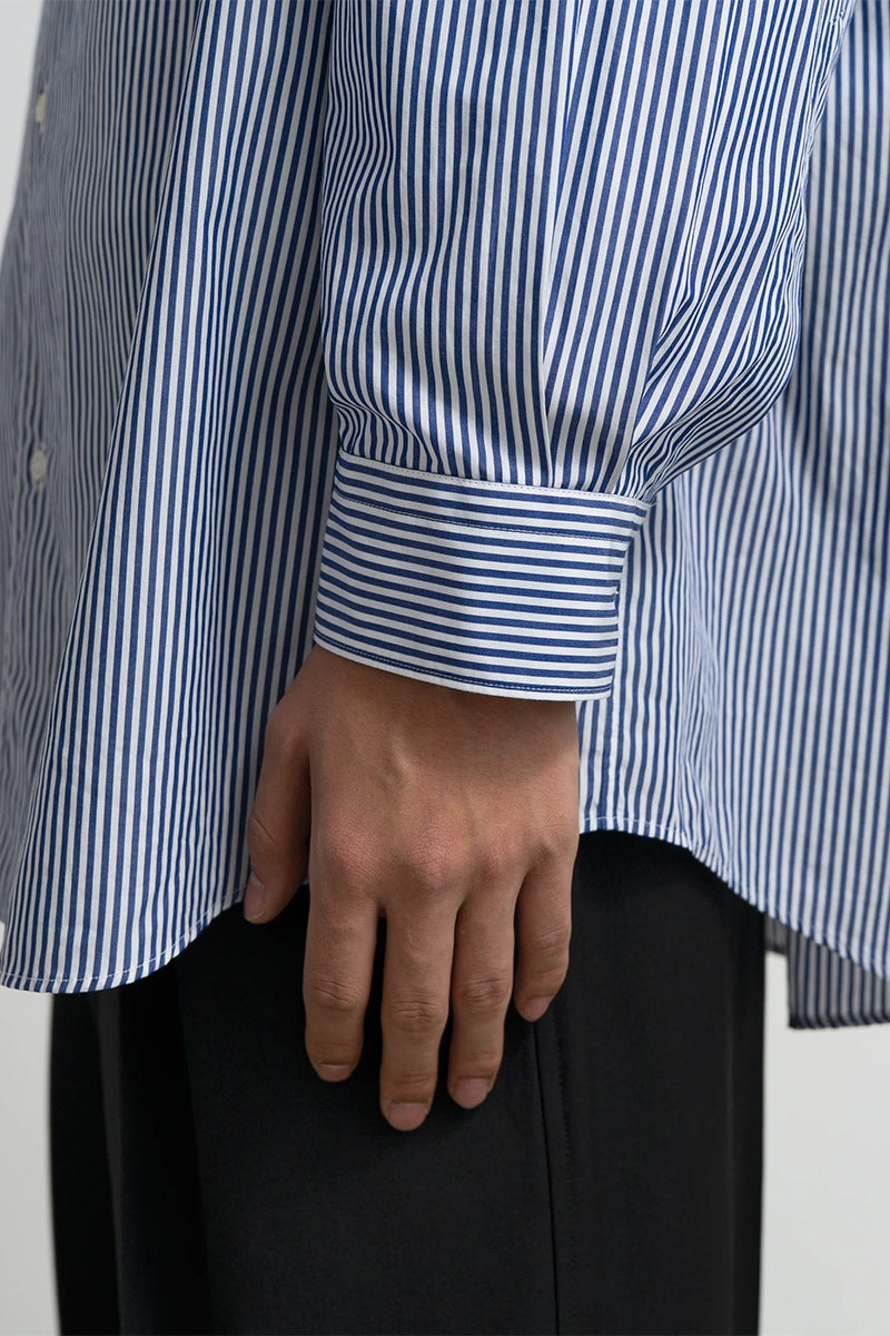 Graphpaper(グラフペーパー) Broad Stripe L/S Oversized Regular Collar Shirt ブロードストライプ長袖オーバーサイズレギュラーカラーシャツ GM264-50022STB
