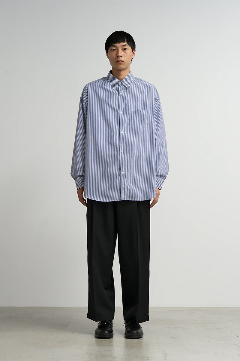 Graphpaper(グラフペーパー) Broad Stripe L/S Oversized Regular Collar Shirt ブロードストライプ長袖オーバーサイズレギュラーカラーシャツ GM264-50022STB