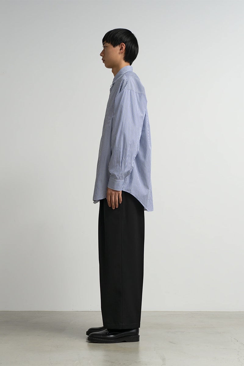 Graphpaper(グラフペーパー) Broad Stripe L/S Oversized Regular Collar Shirt ブロードストライプ長袖オーバーサイズレギュラーカラーシャツ GM264-50022STB