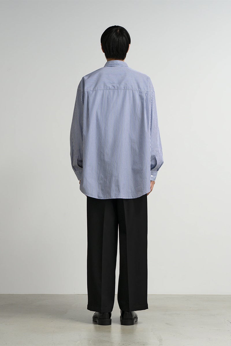 Graphpaper(グラフペーパー) Broad Stripe L/S Oversized Regular Collar Shirt ブロードストライプ長袖オーバーサイズレギュラーカラーシャツ GM264-50022STB